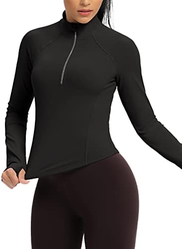 colorskin kadın Kırpılmış Atletik Ceketler Yarım Zip Kazak Uzun Kollu Egzersiz Gömlek Kırpma Üstleri Koşu Yoga