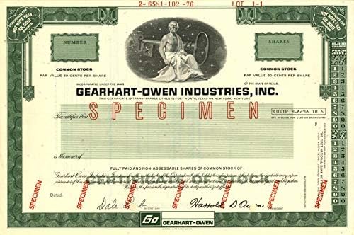 Gearhart-Owen Industries, Inc. - Stok Sertifikası