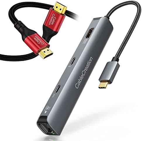 USB C Hub Multiport Adaptörü, CableCreation 6-in-1 USB-C Hub Paketi ile 8 K 48 Gbps Ultra Yüksek Hızlı HDMI Kablosu