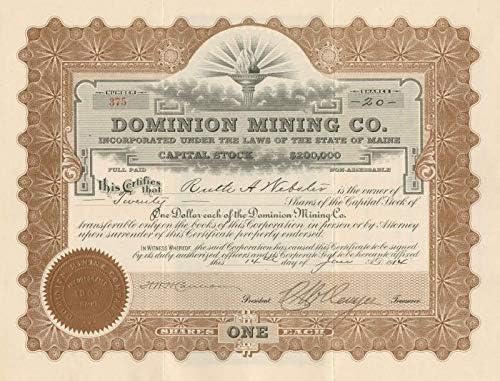 Dominion Madencilik A. Ş. - Stok Sertifikası