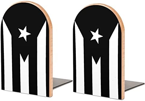 Porto Riko Siyah Bayrak Gurur Sevimli Kitap EndsWooden Kitap Ayracı Tutucu Raflar Kitap Bölücü Modern Dekoratif 1