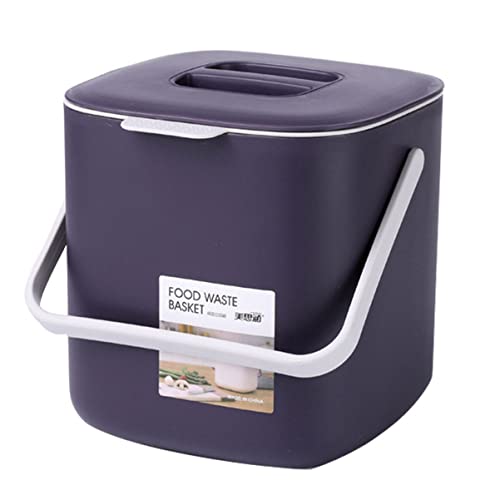 1 adet Taşınabilir Küçük Çöp Kutusu ile Masa Üstü Temiz Kaplı Mor Mavi Çift Katlı Tezgah ve Ev Kuru Kompost Kapağı