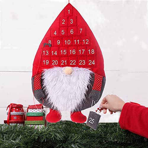 TOPZEA Noel Varış Takvimi 2023 Gnome Duvar Asılı Cepli Noel Takvimine Geri Sayım Doldurmak için 25 Günlük Boş Varış