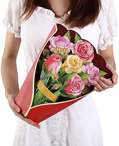 SZCXTOP Çiçek Pop Up Kartları 12 inç Yaşam Boyutlu Sonsuza Kağıt Buket 3D Pop-Up doğum günü hediyesi Tebrik Kartları