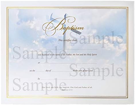 Altın veya Gümüş Folyo Kabartmalı Premium Özelleştirilmiş Vaftiz Sertifikası (8 1/2 x 11) - U2786 Vaftiz Altın