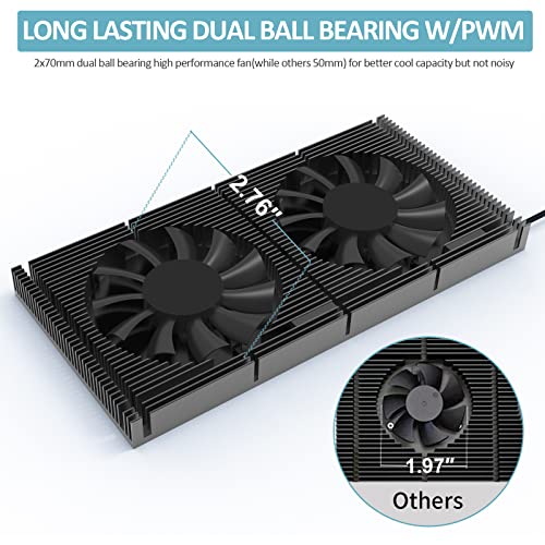 GPU Arka Plaka Bellek Radyatör Alüminyum Soğutucu Soğutucu Çift 70mm 4Pin PWM Soğutma Fanı ve 1.2 mm 7W Termal Ped