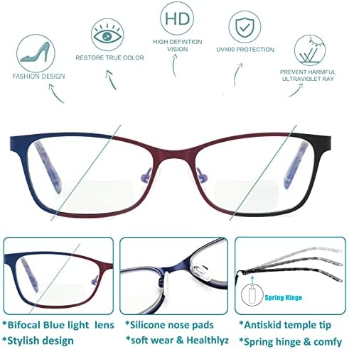 SUNAMOY Bifokal okuma gözlüğü kadın mavi ışık bilgisayar okuyucu moda şeffaf üst Cateye bayanlar tasarımcı şık gözlük