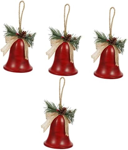 NOLİTOY Süs Aksesuarları için 4 adet Bells Çelenk ile Tatil Zanaat Jingel Noel Ağacı Ev Koni Festivali Kırmızı Düğün