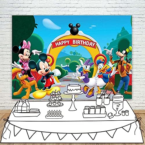 Benzer Mickey Mouse Clubhouse Mutlu Doğum Günü Zemin 5x3ft Mickey Mouse ve Arkadaşları Arka Plan Çocuklar için 1st