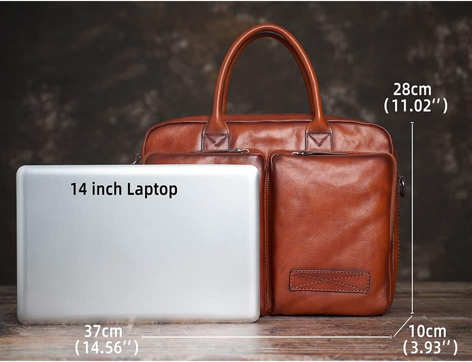 ZHYH Rahat erkek Evrak Çantası Çanta Deri Omuz Ofis Çantası 15 Laptop için