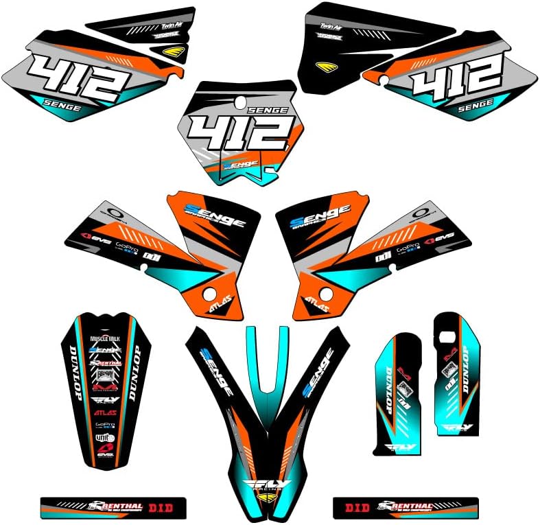 2003-2004 SX Dalgalanma Siyah Senge Grafik Komple Kiti ile Rider I. D. KTM ile Uyumlu