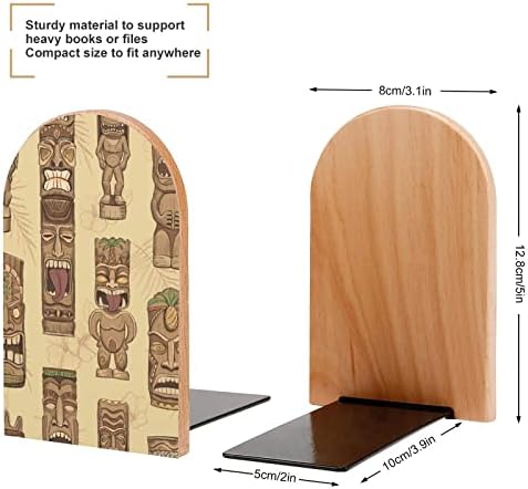 Tiki Totem Maskeleri Dekoratif Kitap Biter Ahşap Kaymaz Kitap Ayracı Masa Raf Tutucular