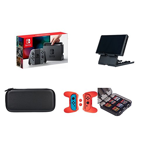 Nintendo Switch- Temelleri Taşıma Çantası,Oyun Standı,Oyun Depolama ve Kavrama Kiti ile Neon Gri Joy-Con