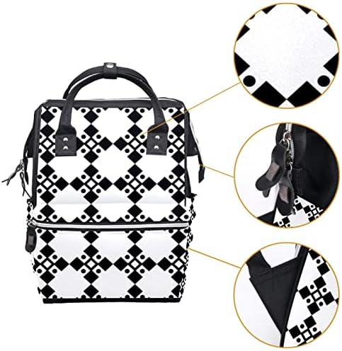 Siyah ve Beyaz Yinelenen Geometrik Kare Desenjpg bebek bezi çantası Sırt Çantası Bebek Bezi Değiştirme Çantaları Çok