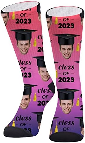 Glohox Kişiselleştirilmiş Çorap Grad Çorap-Mezuniyet hediyesi için İsimle özel çoraplar Calss 2023 Erkekler için Özelleştirilmiş
