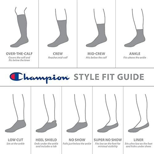Şampiyon Erkek Çorapları, Süper No-Show Yastıklı Çoraplar, Footies, 6 Çiftli Paket