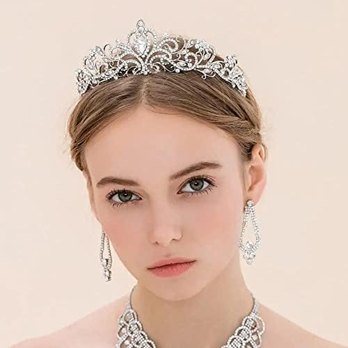 Taraklar ile SAPOSTA Tiara Zarif Prenses Taç Gümüş Kristal Tiara Taçlar forGirls Tiaras Gelin Düğün Balo Cosplay Doğum