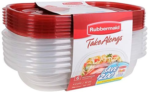 Rubbermaid Take Alongs Gıda Saklama Kabı, 4'lü Dikdörtgen, 12'li Set, (12'li Paket), Kırmızı