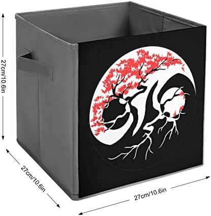 Bonsai Yin Yang Katlanabilir Kumaş Saklama Kutusu Küpleri Organizatör katlanabilir kulplu kutu