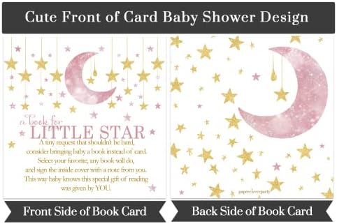 Kağıt Zeki Parti Twinkle Little Star Bebek Duş Kitap İstek Kartları (25 Paket) Davetiye Ekler Kızlar-Pembe ve Altın