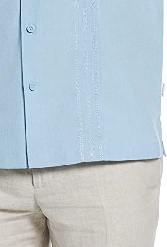 Cubavera Erkek Chambray Pile Kısa Kollu Düğmeli Gömlek (Beden Küçük - 4x Büyük ve Uzun)