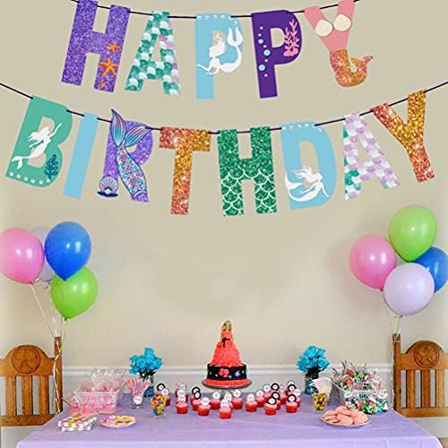 PartyKindom Mermaid Mutlu doğum günü kağıdı Afiş Yaratıcı Afiş Narin Doğum Günü Afiş Parti Doğum Günü için