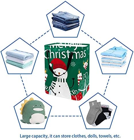Merry Christmas Kardan Adam Hediye Mumlar Yeşil Kırmızı çamaşır sepeti Katlanabilir saklama kutusu için Kolları ile