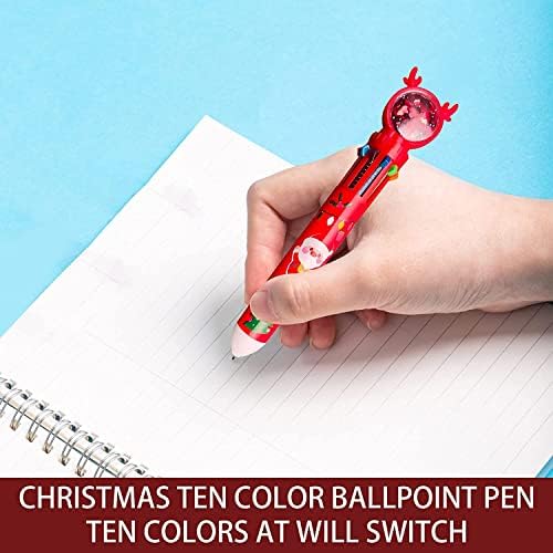 10-in-1 Noel Tükenmez Kalem, 0.5 mm Geri Çekilebilir Tükenmez Kalemler Ofis Okul Malzemeleri için Öğretmen Öğrenciler