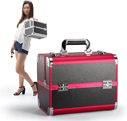 QUUL Bayanlar Kozmetik Durumda Seyahat Çantası Güzellik Tırnak Bavul Kozmetik saklama kutusu Büyük Kapasiteli Nakış