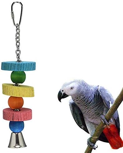 N / hfjeıgbeujfg Kuş Oyuncak, Papağan Kafesi çiğneme oyuncakları Pet Kuşlar Papağan Yapı Taşları Çan Asılı Molar Bite