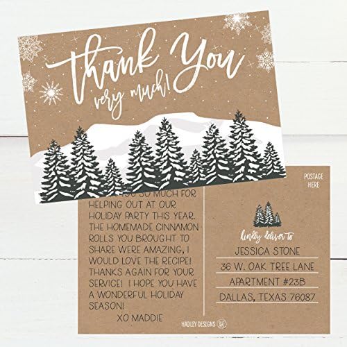 25 4x6 Woodland Noel Tatili Teşekkür Ederim Kartpostallar Toplu, Boş Sevimli Modern Kraft Kış Not Kartı Kırtasiye