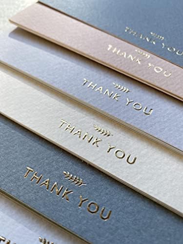 (36 Paket) Zarflı ve Çıkartmalı Teşekkür Kartları-Zarif Tozlu Mavi Kabartma Altın Folyo Preslenmiş-Boş Notlar Düğün,