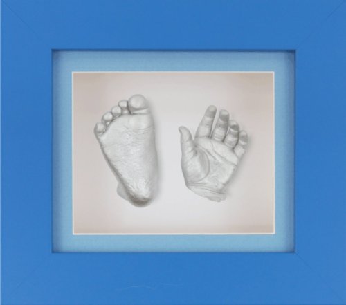 BabyRice Yeni Bebek Döküm Kiti ile 6x5 Mavi 3D kutu ekran Çerçevesi / Mavi Montaj / Beyaz Destek / Gümüş boya