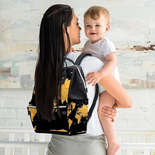 Dünya Haritası Alman Siyah Arka Plan bebek bezi çantası Sırt Çantası Bebek Bezi Değiştirme Çantaları Çok Fonksiyonlu