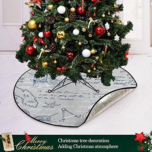 Yelkenli Gemi Deniz Canavarı El-Boyalı Harita Noel Ağacı Mat Su Geçirmez Ağaç Standı Tepsi Mat Halı Altında Noel Ağacı