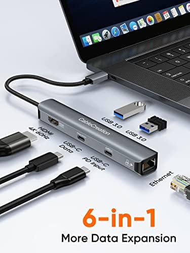 CableCreation 6-in-1 USB-C Hub Paketi ile USB C için Çift HDMI 4 K