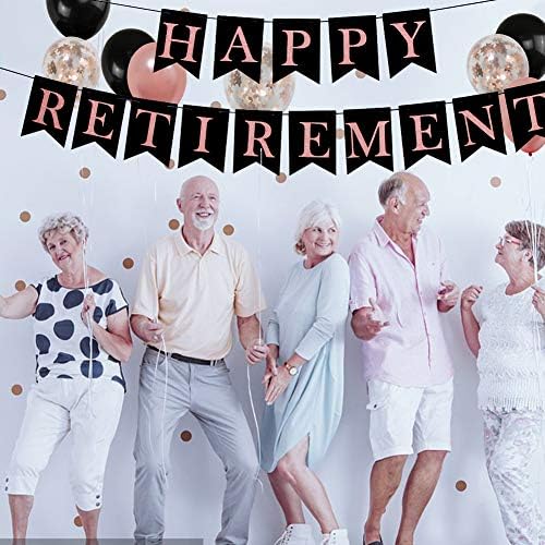 Kadınlar için emeklilik Parti Süslemeleri, gül Altın Mutlu Emeklilik Banner Resmen Emekli Kanat Konfeti Balonları
