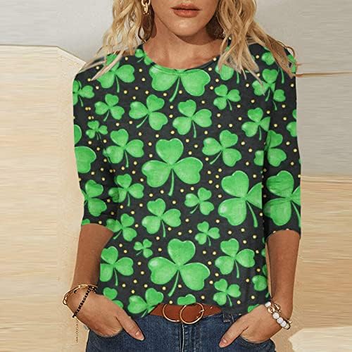 Aziz Patrick Günü Gömlek Kadın 3/4 Kollu İrlandalı Üstleri Sevimli O-Boyun Kazak Moda Bluzlar
