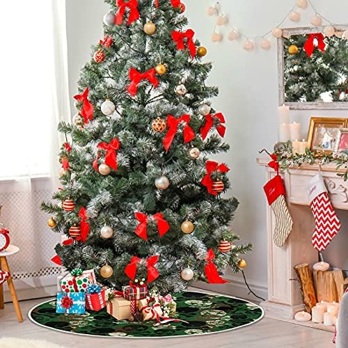 Oarencol Kamuflaj Yıldız Kafatası Baskı Noel Ağacı Etek 36 inç Noel Tatil Parti Ağacı Mat Süslemeleri