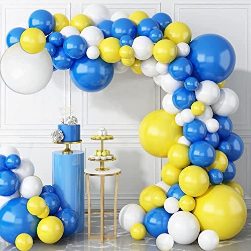 Mavi Sarı Balonlar, Koç Balonlar Garland Kiti, 78 Paket 3 Boyutları 18 inç 10 inç 5 inç Mavi Sarı Beyaz Lateks Balonlar