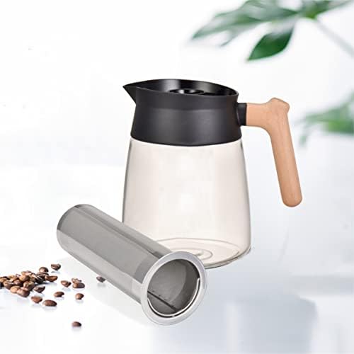 YEMOOKAE Soğuk Demlemek Kahve Makinesi Ahşap Saplı 60OZ 12 BARDAK Cam Çay Sürahi