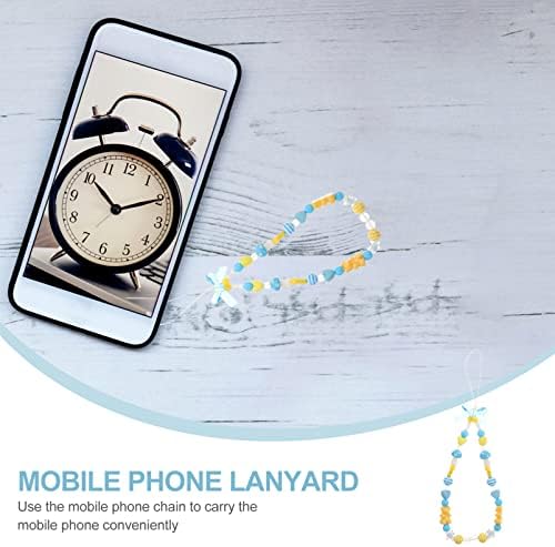 Obuyke Mantar Dekor Kore Dekor Boncuklu Telefon Kordon, Telefon Bilek Kayışı Anti-Kayıp Dize Telefon Zincirleri Sevimli