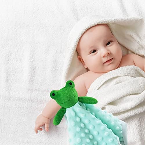 Doindute Bebek Yeşil Kurbağa Yumuşak Dolması Hayvan Güvenlik Battaniye, Peluş Kurbağa Karakter Lovey Battaniye, Bebek