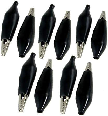 X-DREE 10 Adet Siyah Kapak 57mm Timsah Klipleri Kelepçeleri Test Probu(Morsetti bir coccodrillo con klip bir coccodrillo
