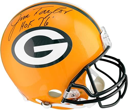 Jim Taylor Green Bay Packers İmzalı Riddell Gerileme Yanlısı Kask HOF 76 Yazıtlı-İmzalı NFL Kaskları