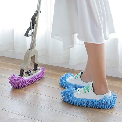 Sayelo 4 pcs Şönil Temizleme Ayakkabı Kapak Tembel Yaratıcı Kullanımlık temizlik paspası Aracı, 4 pcs Mavi