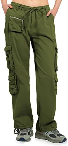 Kargo Pantolon Kadın Taktik Baggy Yürüyüş Kargo Pantolon 9 Cepler Pamuk Askeri Rahat Ordu Savaş İş Pantolonu