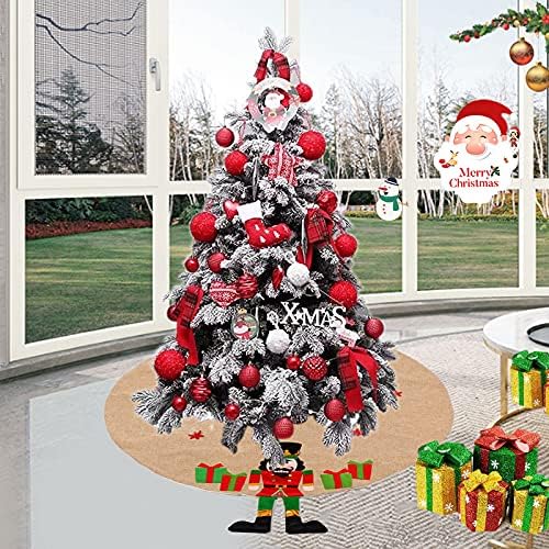 HUIJIE Noel Ağacı Etekler-48 İnç Karikatür Ceviz Asker Keten Noel Ağacı Taban Süsler, Yeni Yıl Dekorasyon Tatil Parti
