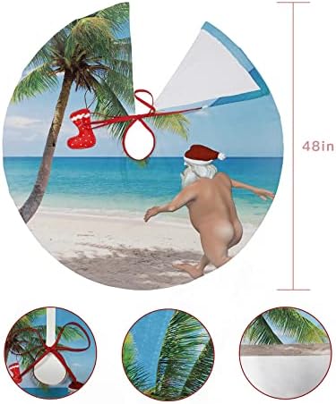 Noel Ağacı Etek 48 İnç Noel Ağacı Etek,komik Santa Plaj Çılgın Çıplak Santa Çizgili Kıyı Mizah Sahne, Yumuşak Noel