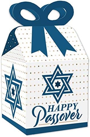 Büyük Nokta Mutluluk Mutlu Fısıh-Kare Favor Hediye Kutuları-Pesach Yahudi Tatil Parti Yay Kutuları-12 Set